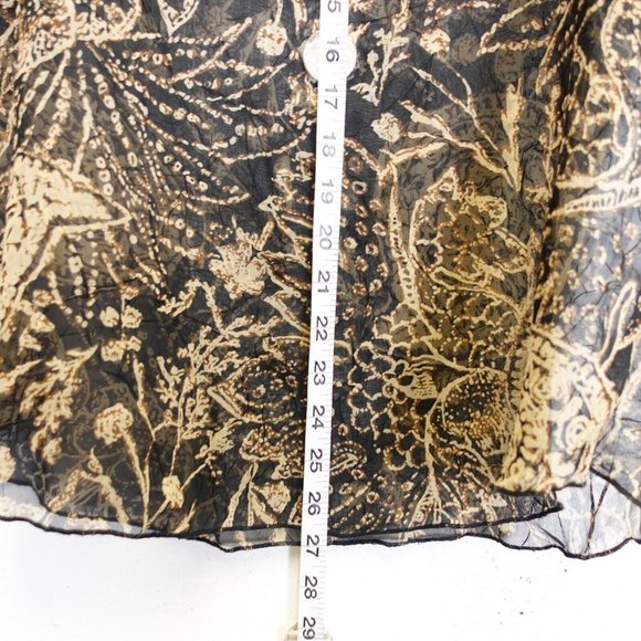 Womens Top Large Flared Ruffle‎ Tan Black Paisley Blouse Boho Hippie - Picture 4 of 12